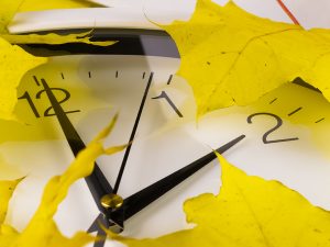 Daylight saving time ends at 2 a.m. on Sunday, November 5.
